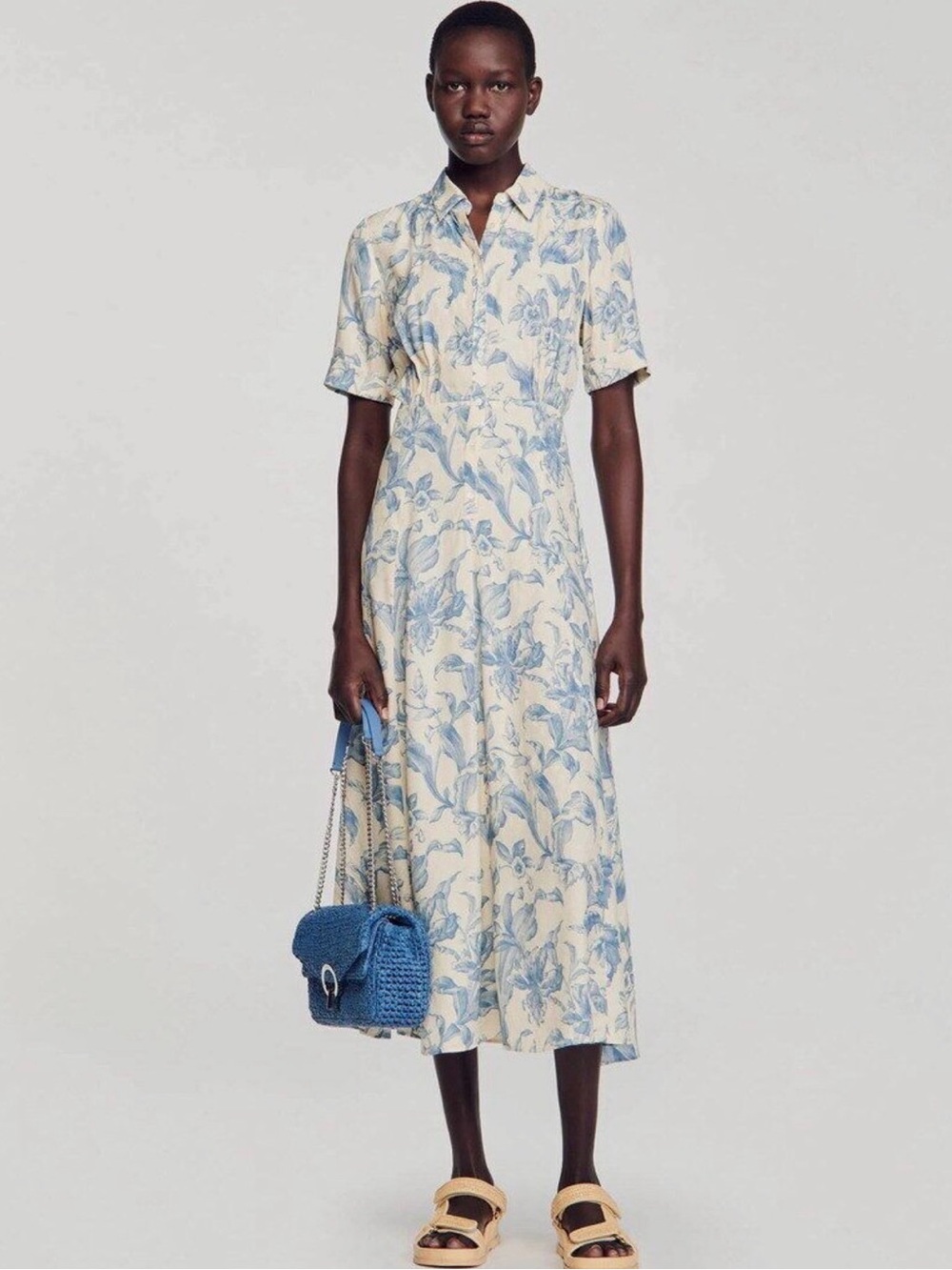 SANDRO Josephina floral-print woven midi dress size 36 (US 4)